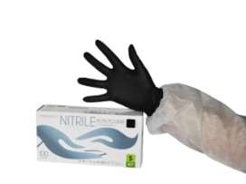 Image de GANTS NITRILE NOIR NON POUDRE T 7.5 M BOITE 100