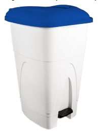 Image de POUBELLE PEDALE GIGA BLANCHE COUVERCLE BLEU 110 L