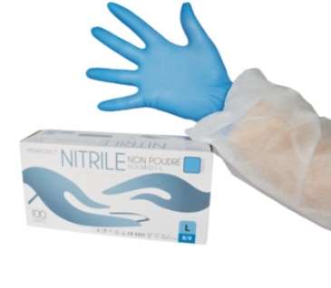 Image de GS GANTS NITRILE BLEU NON POUDRE T 8.5 L BOITE 100