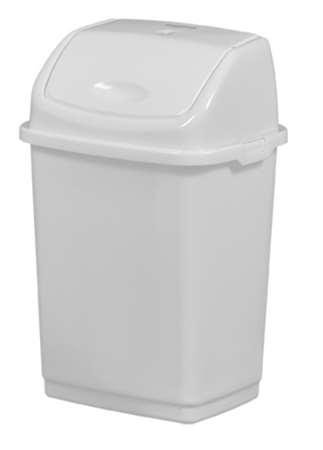 Image de ROS POUBELLE PLASTIQUE BLANC COUVERCLE BASCULANT 5L